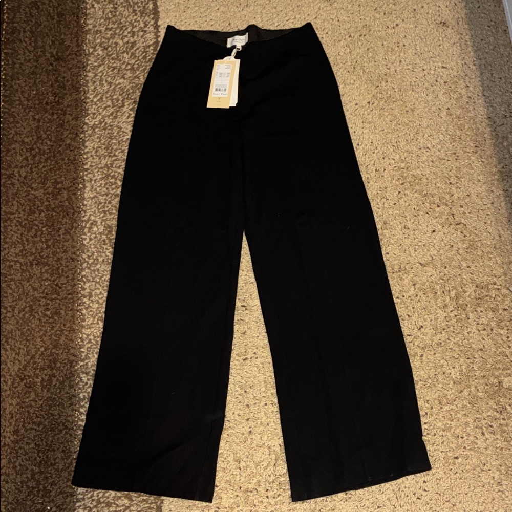 Part Two Elegant Black Wide Leg Women's Trousers with Elastic Waist